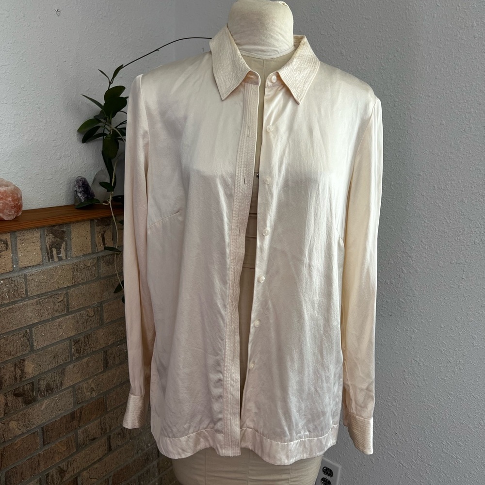 Silk Cream Button-Up Shirt